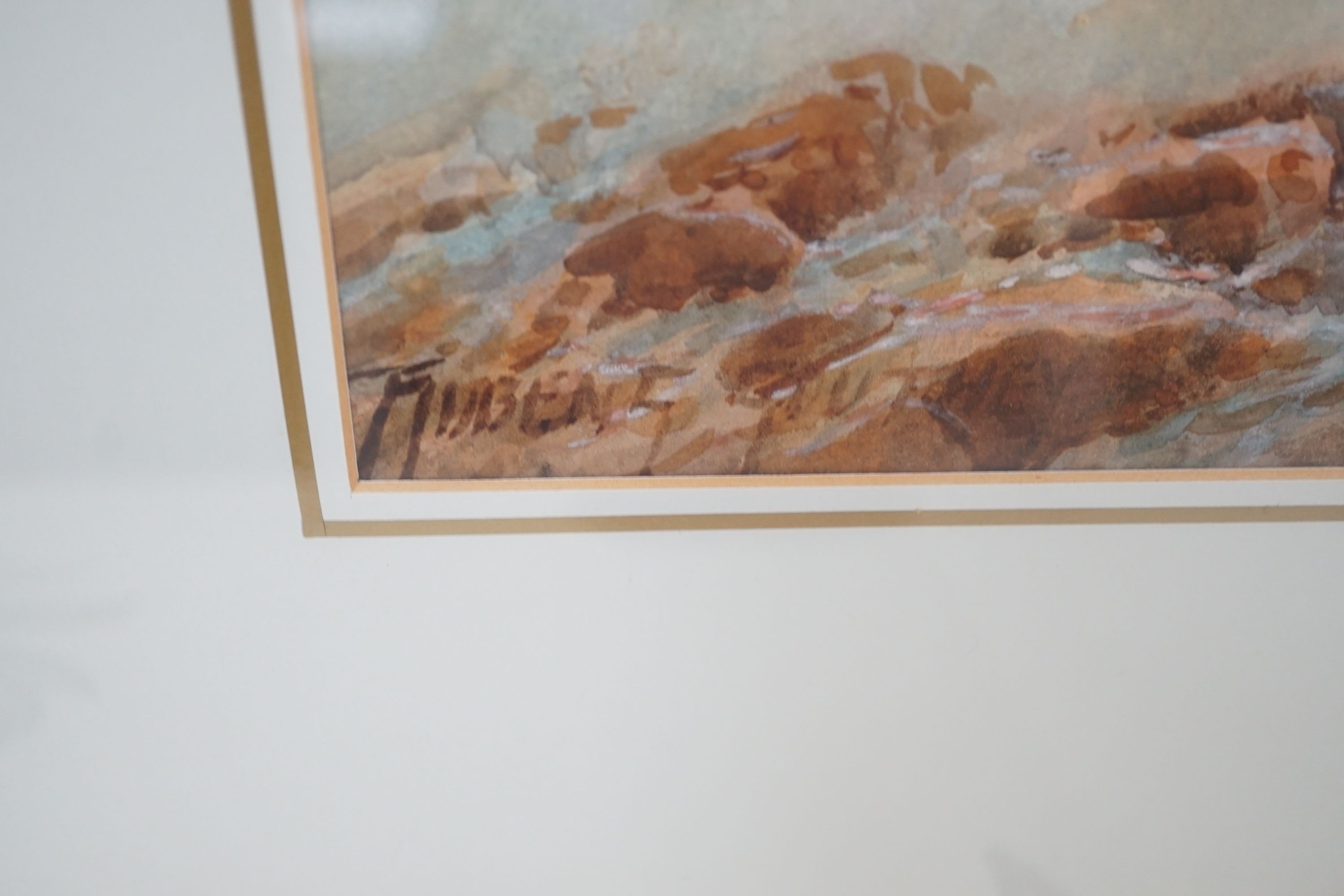 Rubens Southey (1881-1933) Waves breaking on rocks, watercolour, signed, 47 x 68.5cm